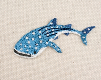 Whale Shark Iron-On Patch: Embroidered Applique, Japan Design