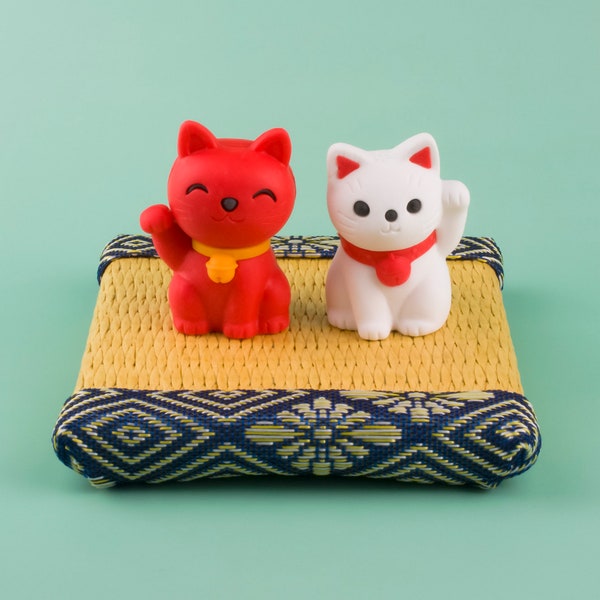 Maneki Neko Statue Eraser Rubber Stationery Iwako Japan "color options" Lucky Cat fortune cat Radiergummi Beckoning Cat tatami mat Figure