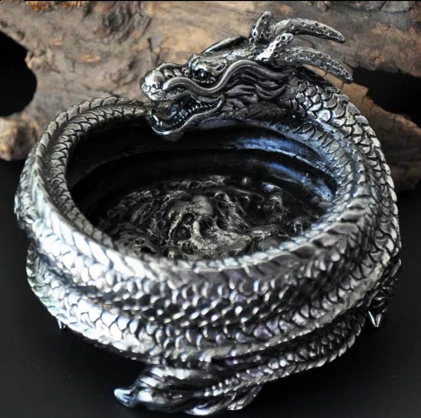 Exquisite Antique Dragon Ashtray Etsy