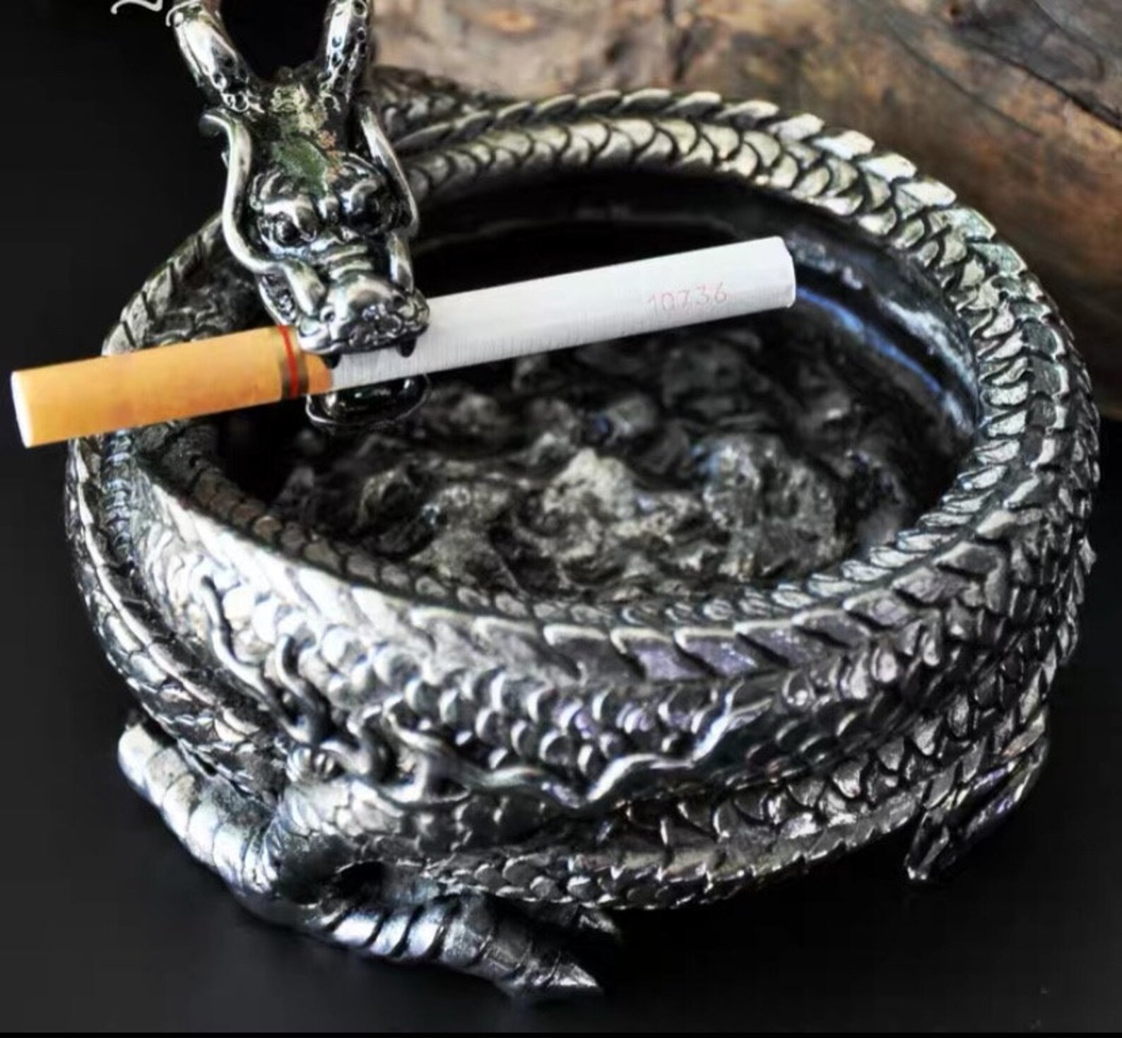 Exquisite Antique Dragon Ashtray Etsy