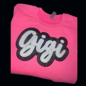 Gigi Sweatshirt: Embroidered Applique Glitter Crewneck