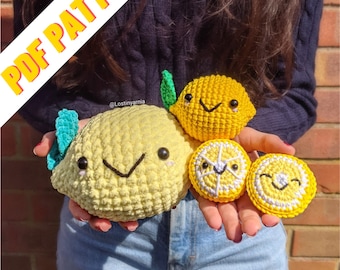 Amigurumi Pattern Three Cute Crochet Lemon Fruit Friend PDF Pattern Keyring Keychain