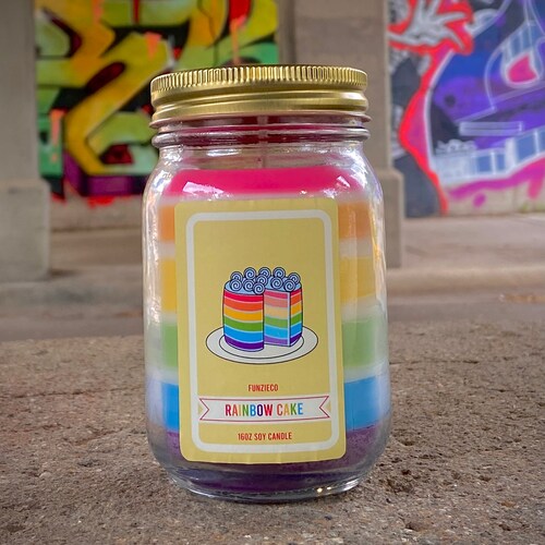 Rainbow Candle / Soy Candle With 6 Colorful Layers of Scent / Etsy