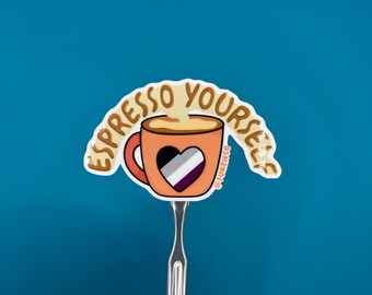 Asexual Espresso Yourself Sticker - DISHWASHER SAFE!