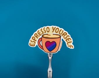 Bisexual Espresso Yourself Sticker - DISHWASHER SAFE!