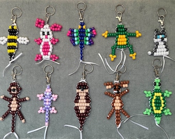 Digitale download met patronen voor sleutelhangers met dierenmotieven van kralen