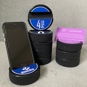 Rondelle de hockey personnalisée Support pour téléphone Tablette Support pour cartes de visite Support pour skate