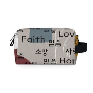 Faith Hope Love in Korean Toiletry Bag for Mother&#39;s Day Birthday Christmas Holiday Camping Gift