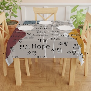 Faith Hope and Love in Korean Tablecloth