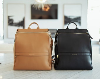 Vegan Leder Windel Tasche für Reisen, Arbeit, Alltag Rucksack für Mama