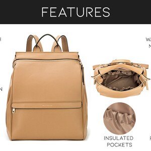 Convertible Multifunctional Large Brown Premium Vegan Leather Diaper Bag Backpack, Laptop Backpack, Includes AccessoriesFREE US SHIPPING image 3