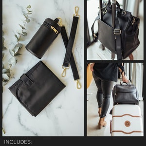 Vegan Leather Diaper Bag for Travel, Work, Everyday Backpack for Mom image 7
