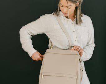 Leather Diaper Bag Backpack: USB Charging Port, Insulated Pockets and Included Accessories