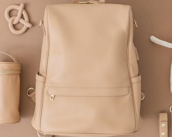 Vegan Leather Diaper Bag Backpack: Designer Style, USB Charging and Matching Accessories