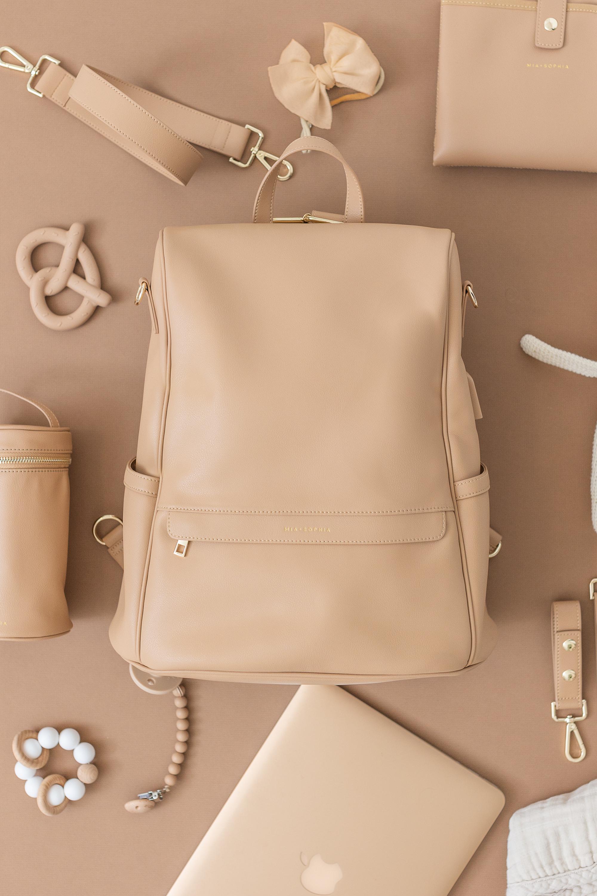 Vegan Leather Diaper Bag Backpack: Designer Style, USB  display picture 2