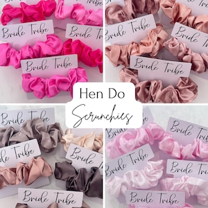 Hen Do Scrunchies, Hen Do Favours, Bride Tribe, Bridesmaid Gifts, Hen Party Accessories, Hen Party Bag, Satin Scrunchies