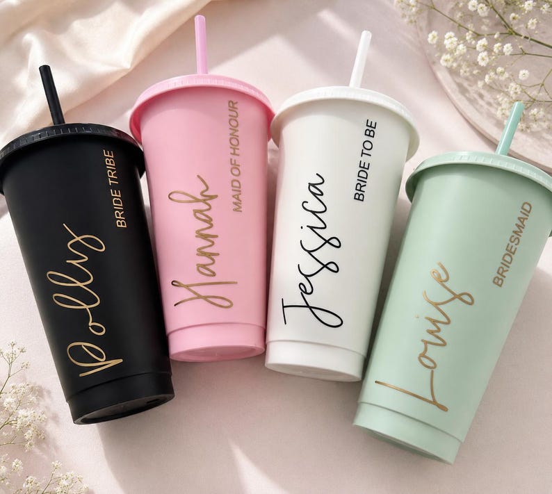 Personalised Hen Party Tumbler | Custom Bridesmaid Gift Cup With Straw image 1