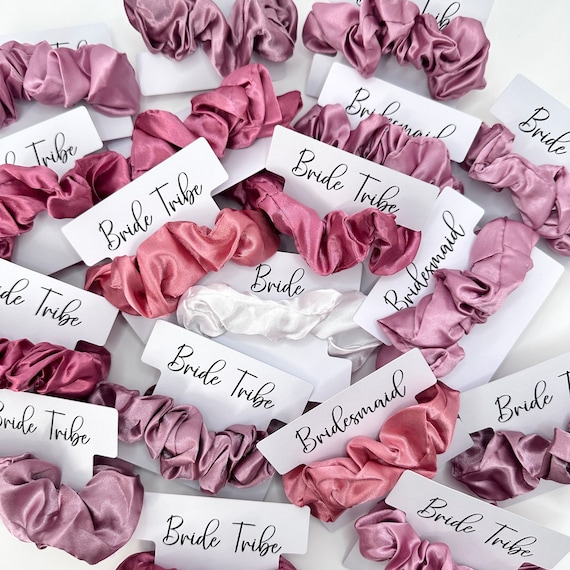 Hen Do Scrunchies, Hen Do Favours, Bride Tribe, Bridesmaid Gifts, Hen Party Accessories, Hen Party Bag, Satin Scrunchies