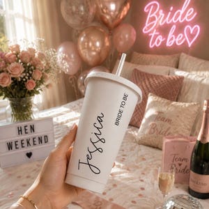 Personalised Hen Party Tumbler | Custom Bridesmaid Gift Cup With Straw image 2
