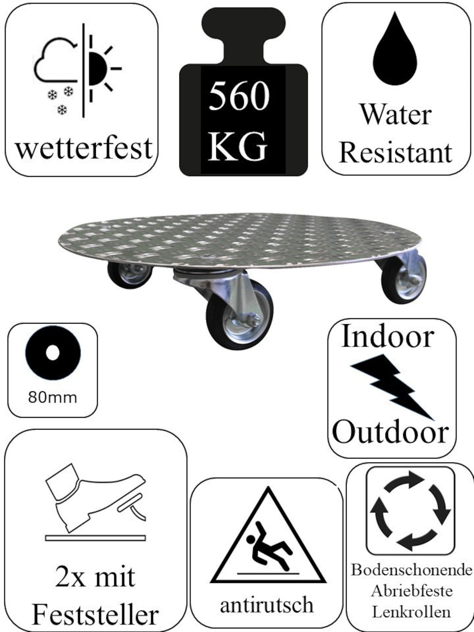 Schwerlast Pflanzenroller AluGripSR560 bis 560kg Indoor Outdoor Alu