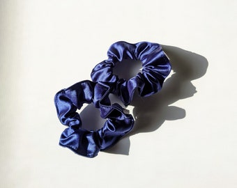 Handmade satin hair tie scrunchie, made from reclaimed fabric