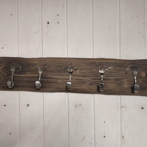 Driftwood wall coat rack, silver forks