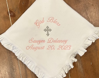 Personalized Blanket for Baptism, Christening, Dedication, baby, infant, children, customized, gift