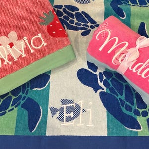 Personalized Beach & Pool Towels for Kids, children, embroidered, dino,  turtle, shark, mermaid, Birthday, Spring Break, Easter, gift