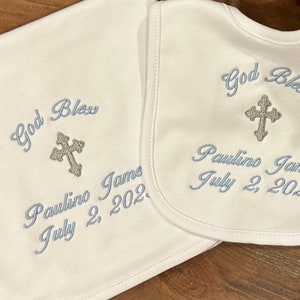 Bib, Burp cloth set for Baptism, Christening, Dedication, baby, infant, children, customized, personalized image 4