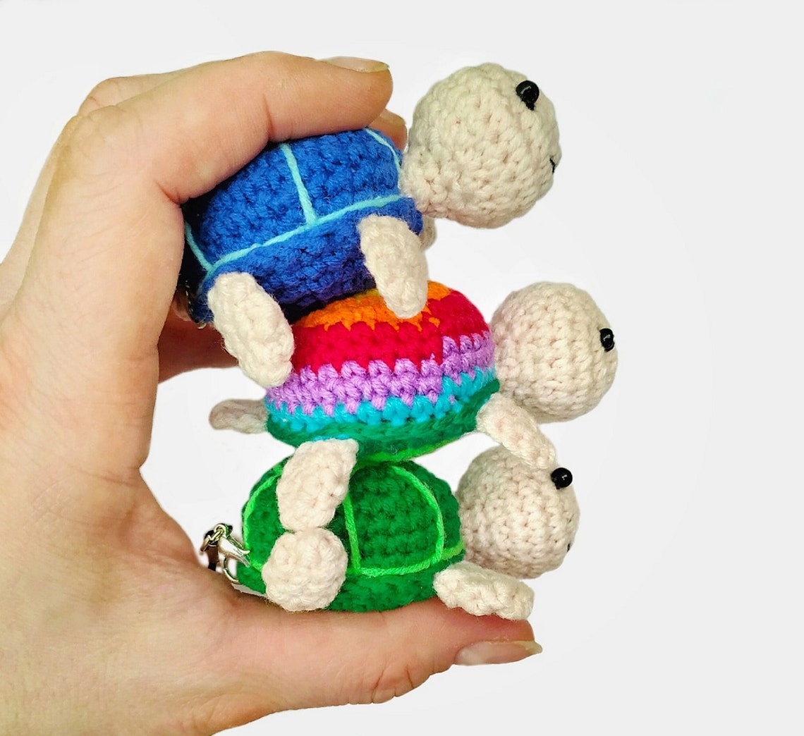 Rainbow Turtle Keychain/Crochet Keychain /Knitted Miniature Etsy