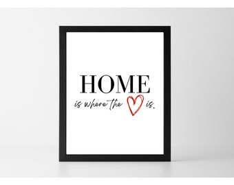 Home Is Where The Heart Is Print | Printable Artwork | Digital Download | Home Décor | Family Home Print | Love | New Home Gift | Poster Art