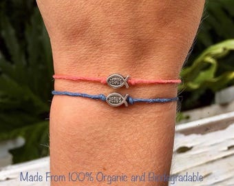 60+ Farben Masse Jesus Fisch Armbänder -Organic & biologisch abbaubar l Jesus Armband l Masse Christian Armbänder | Kreuz Armbänder | Christliches Geschenk