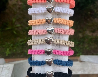 60+ Colors Heart Friendship Bracelet With Cross Charm-Organic & Biodegradable |Christian Heart Bracelet| Heart Bracelet| Heart Jewelry gift