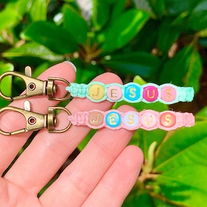 60+ Colors Jesus Keychain - Jesus keychains - women’s Christian keychains - Cross keychains - wwJd Hwlf keychains - Christian keychain
