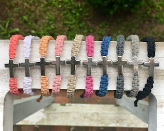 60+ Colors Cross Friendship Bracelet -Organic & Biodegradable | Cross Bracelets | Christian Bracelets |christian gift woven Cross Bracelets