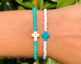 20+ Colors Beaded Stone Cross Bracelet | Cross Bracelet | Cross Bracelets for women | Stone jewelry | stone bracelets | women’s Cross gift