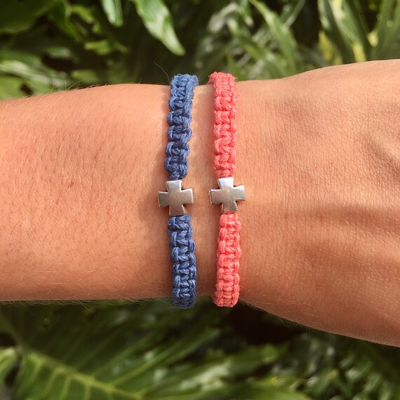Christian Cross Friendship Bracelet With Mini Cross Charm Etsy