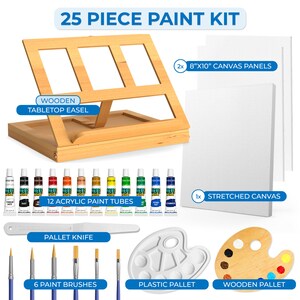 Acrylfarbe Set mit Staffelei und Leinwand | Etsy