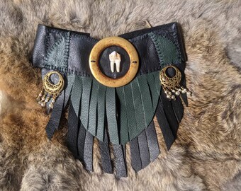 Cuir fait main, collier de choker de deer de cerf