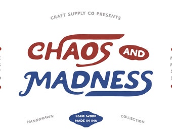 Chaos and Madness - Handdrawn Font, Racing Font, Font with Stylistic Alternates, Font for Crafter, Font for Logo Badge, funky font, retro