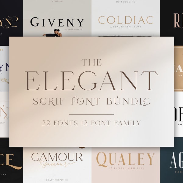 Elegant Serif Font Bundle - Cricut Font, Silhouette Font, Canva Font, Boho Chic Font, Procreate Font, elegant Font, Font for cricut creator