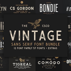 Vintage Sans Serif Font Bundle - Cricut Font, Silhouette Font, Canva Font, Vintage Font, Procreate Font, Display Font, Heritage Font