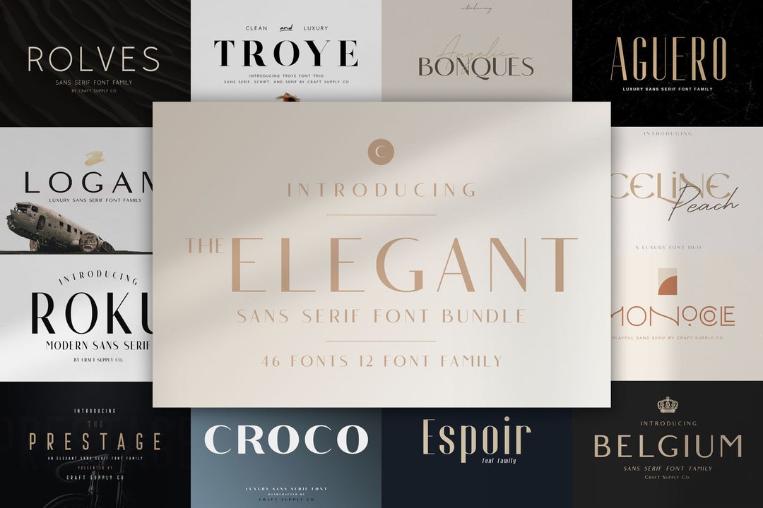 Elegant Sans Serif Font Bundle - Cricut Font, Silhouette Font, Canva ...