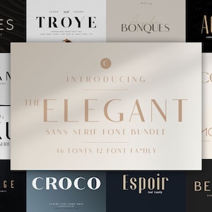 Elegante pacchetto di font Sans Serif: font Cricut, font Silhouette, font Canva, font Chic, font Procreate, font moderno minimalista, font di branding