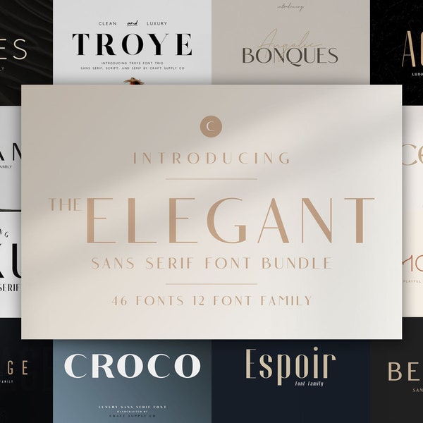 Elegantes Sans Serif Schriftpaket - Cricut Schrift, Silhouette Schrift, Canva Schrift, schicke Schrift, Procreate Schrift, minimalistische moderne Schrift, Branding Schrift