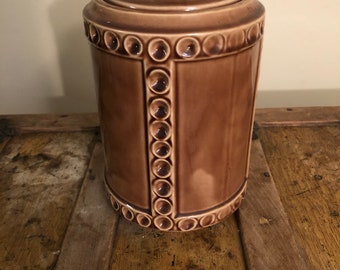 Vintage McCoy brown cylinder cookie jar