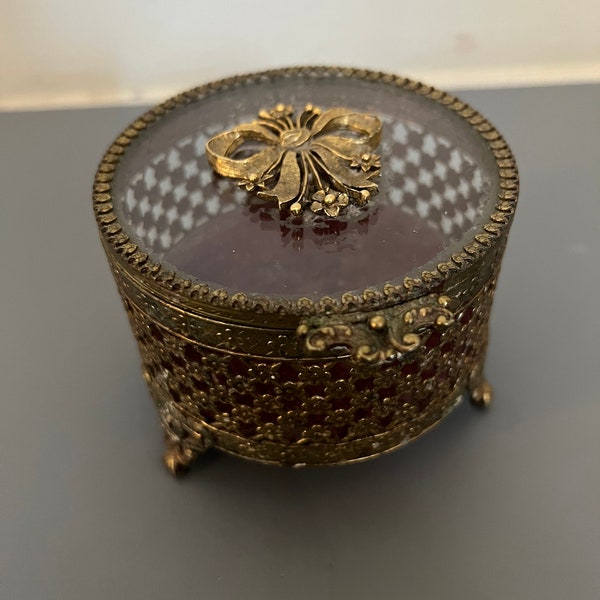Vintage brass victorian-style jewelry box