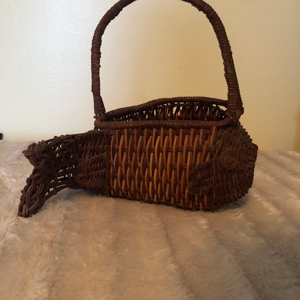 Wicker Fish Basket Etsy
