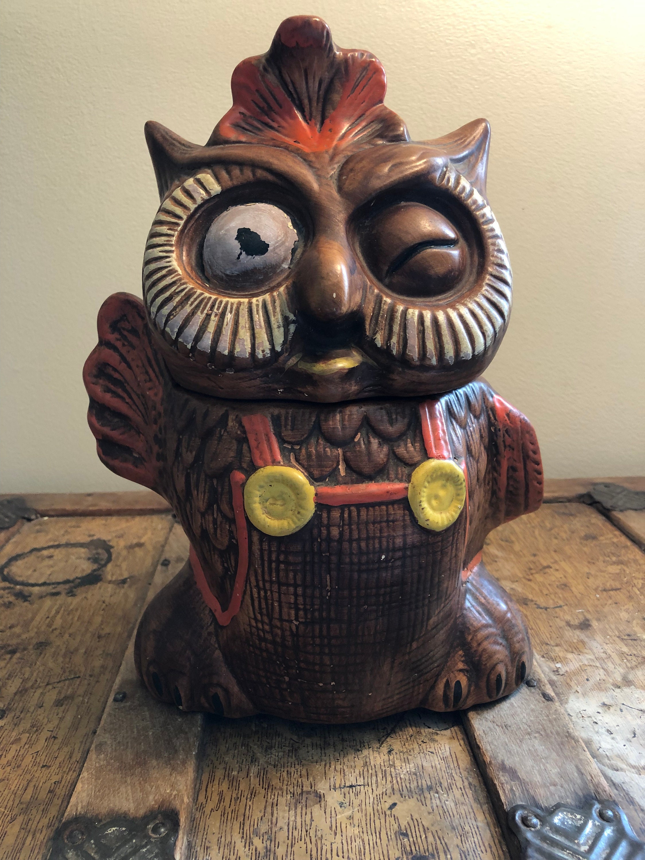 Buy Vintage Large Glass Owl Cookie Jar Canister Online in India 