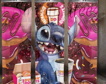 File digitale non affusolato di Stitch Dunkin Donuts 20 oz Skinny Tumbler